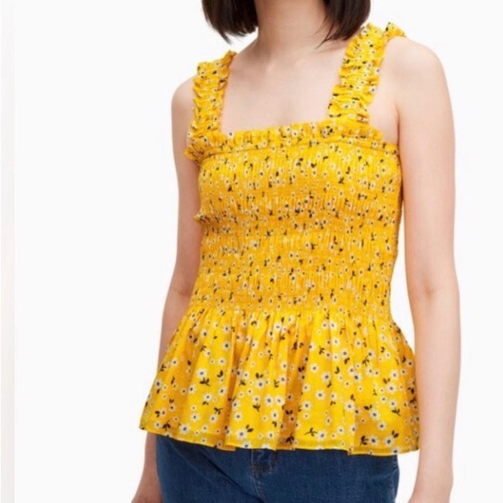 Kate Spade New York Fleurette Toss Smocked Top Size Large